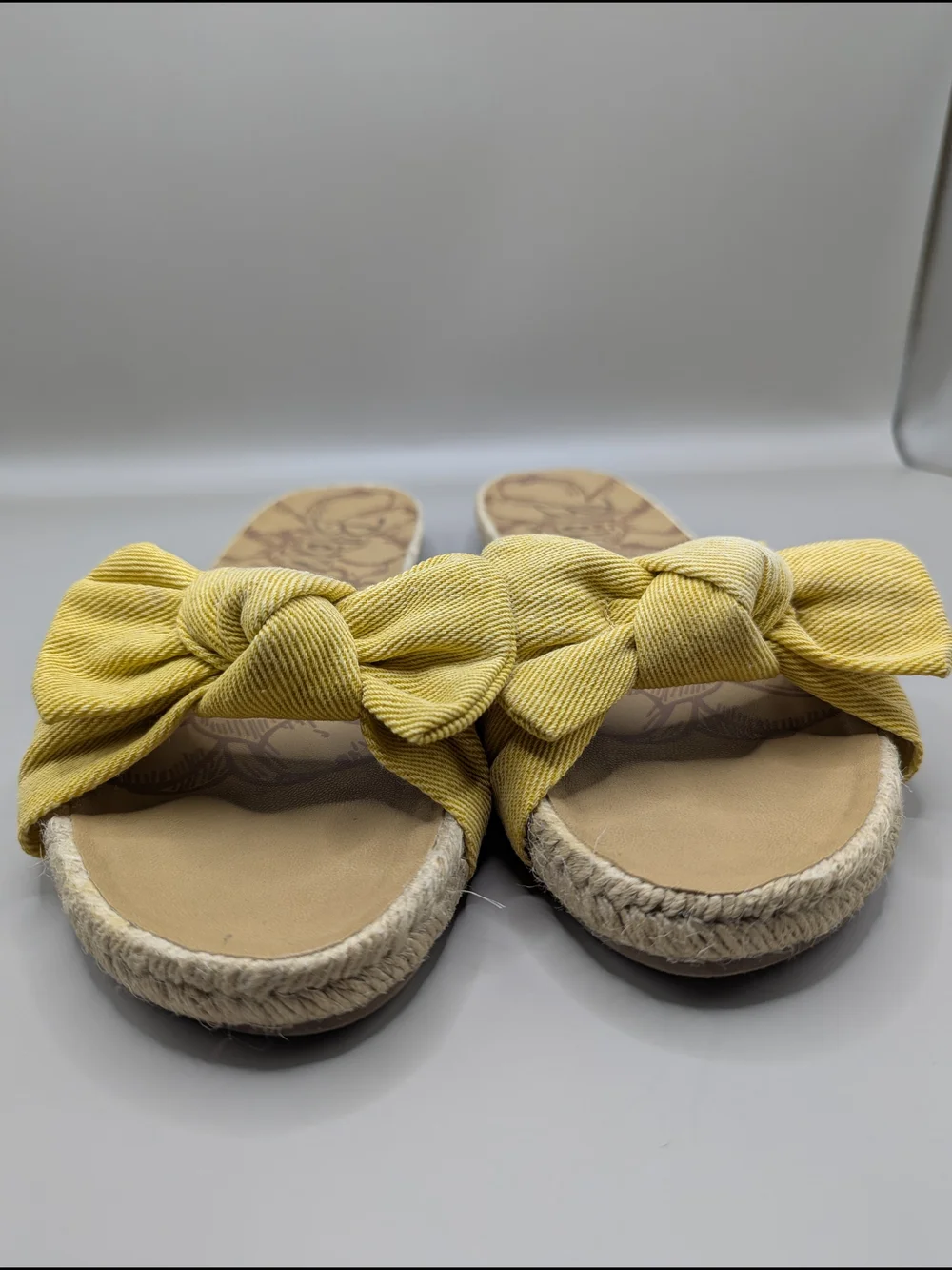 Blowfish Malibu Gihna Yellow Twill Bow Knot Espadrille Slide Sandals for Women
